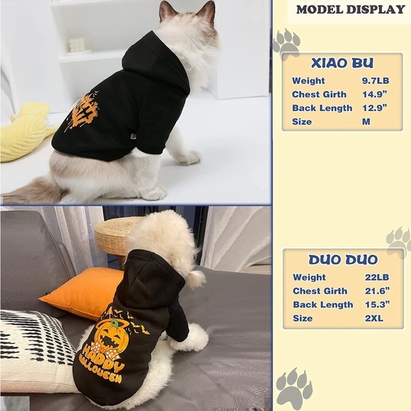 MESHEEN Dog Hoodie for Puppy and Kitty Made of Soft Comfortable Fabric Printed S - Picture 6 of 6